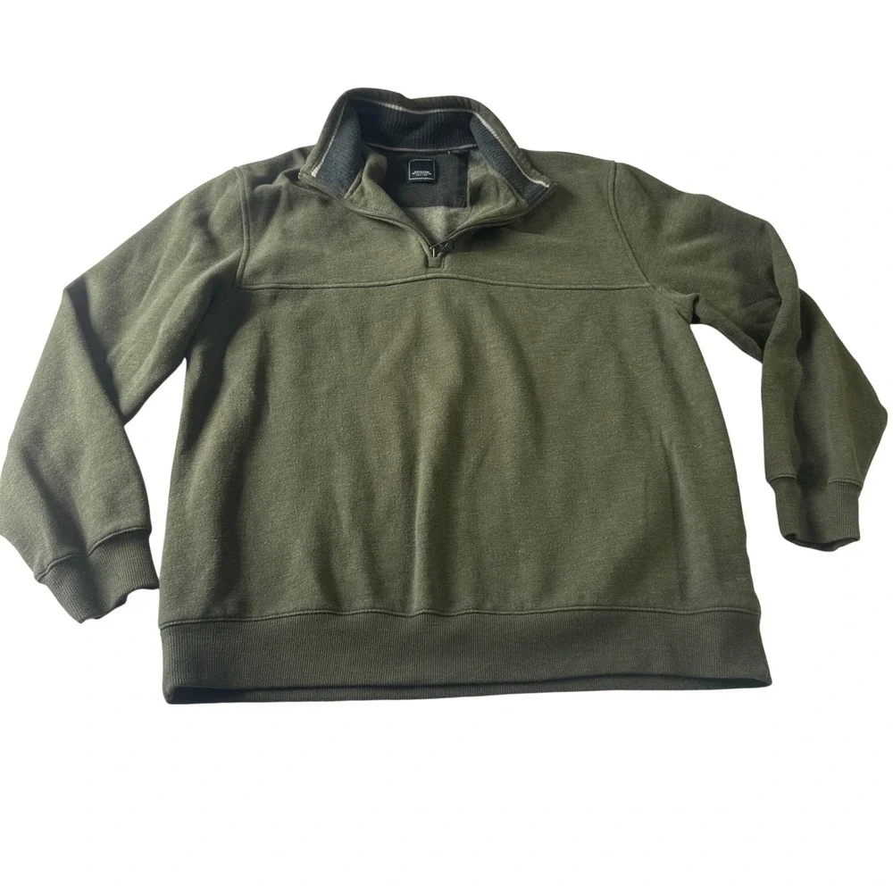 Arrow USA 1851 Mens Large Olive Green Heather Quarter Zip Pullover Sweatshirt
